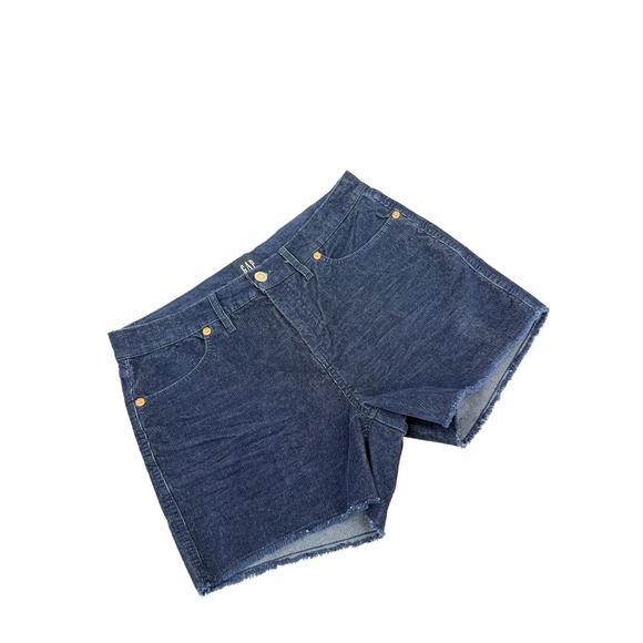 GAP Pants - Gap Corduroy Shorts Women 8 Blue High Rise Cut Off Frayed Hem Stretch QLS0910S